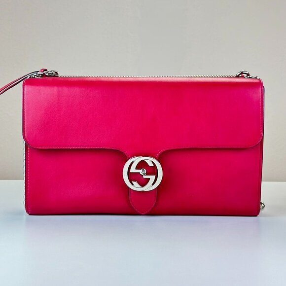 Gucci Red Leather Shoulder Bag Crossbody - Picture 1 of 9